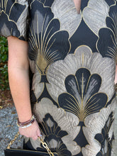 Load image into Gallery viewer, Floral jacquard short puff sleeve mini dress