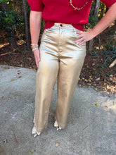 Load image into Gallery viewer, Solid Gold metallic wide leg pants