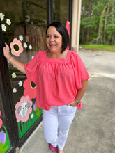 Load image into Gallery viewer, PSY4116 SHORT FLUTTER SLEEVE WOVEN SQUARE NECK TOP