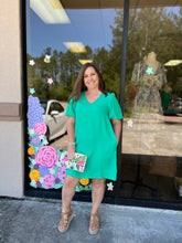 Load image into Gallery viewer, D1828 V-NECK PUFF SLEEVE MINI DRESS