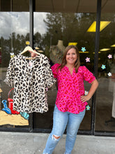 Load image into Gallery viewer, H9359-1 Leopard Print V-Neck Bubble Sleeve Top
