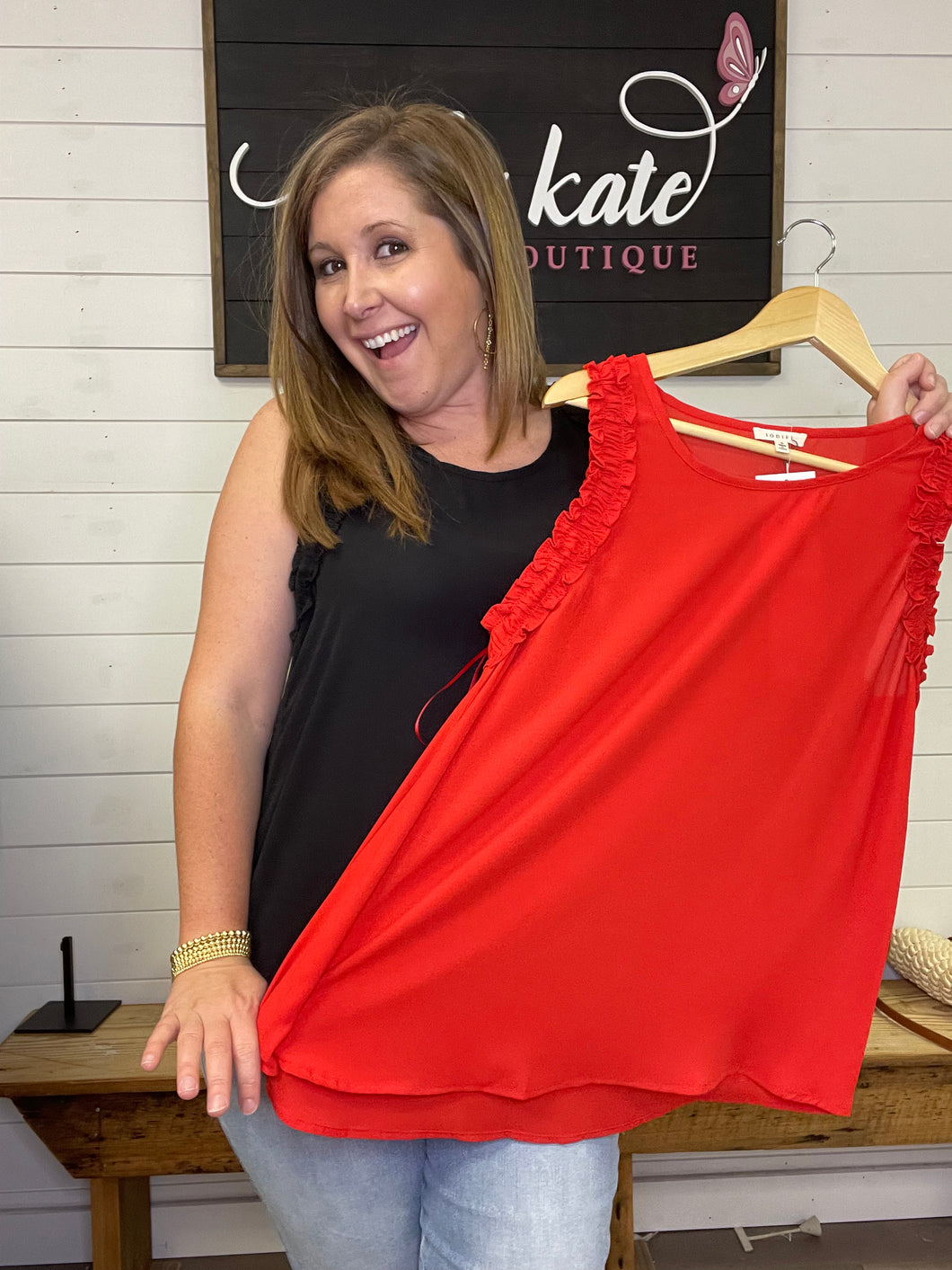 B20096 Airflow sleeveless ruffle top