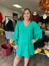 Load image into Gallery viewer, H20323 Solid V-Neck Long Juliet Sleeves Dress