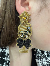 Load image into Gallery viewer, Wine Glass Bow tie beaded earrings