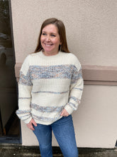 Load image into Gallery viewer, VT51540 TWEED COLOR BLOCK SWEATER TOP