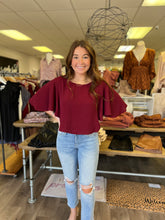 Load image into Gallery viewer, TG54341 T Shirt top w ruffle sleeves cropped at waist