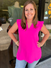 Load image into Gallery viewer, H9300 Solid Ruffle Shoulder Collarless Top