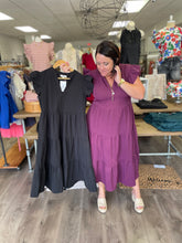 Load image into Gallery viewer, D18817 V-neck short sleeve tiered midi dress