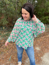 Load image into Gallery viewer, T20232 Chain Link Print long sleeve top featuring cap sleeves