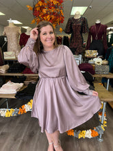 Load image into Gallery viewer, VD81285 Puff long sleeve dress with sequin detail