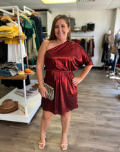 Load image into Gallery viewer, D10192 One shoulder lurex fit and flare dress