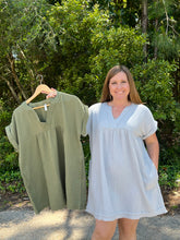Load image into Gallery viewer, Gauze Short Sleeve Raw Edge Dress