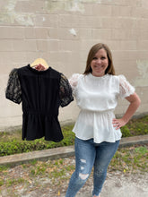 Load image into Gallery viewer, T10330 High Neck Lace Sleeve Blouse