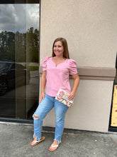 Load image into Gallery viewer, C12408 Solid Puff Sleeve Sweetheart Top