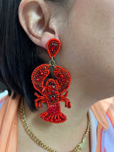 Load image into Gallery viewer, beaded crawfish earrings