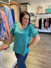 Load image into Gallery viewer, K6632 V Neck Short Sleeve with Ruffle Detail