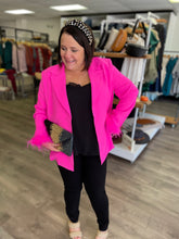 Load image into Gallery viewer, G9610 Solid Faux Feather Trim Blazer