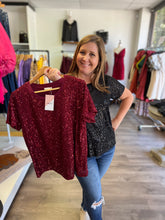 Load image into Gallery viewer, B6262 Mini Sequins Soft Rayon lined neck short sleeve top