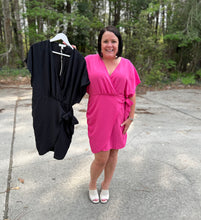 Load image into Gallery viewer, SY3622-Dolman Sleeve/Surplice Top Side Tie Dress