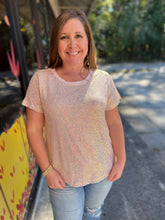 Load image into Gallery viewer, B6262 Mini Sequins Soft Rayon lined neck short sleeve top