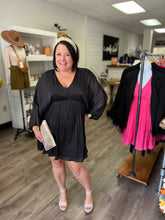 Load image into Gallery viewer, B8416-1 Solid Shine V Neck Dolman Dress