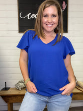 Load image into Gallery viewer, C11414 Smocked Shoulder Flutter Sleeve