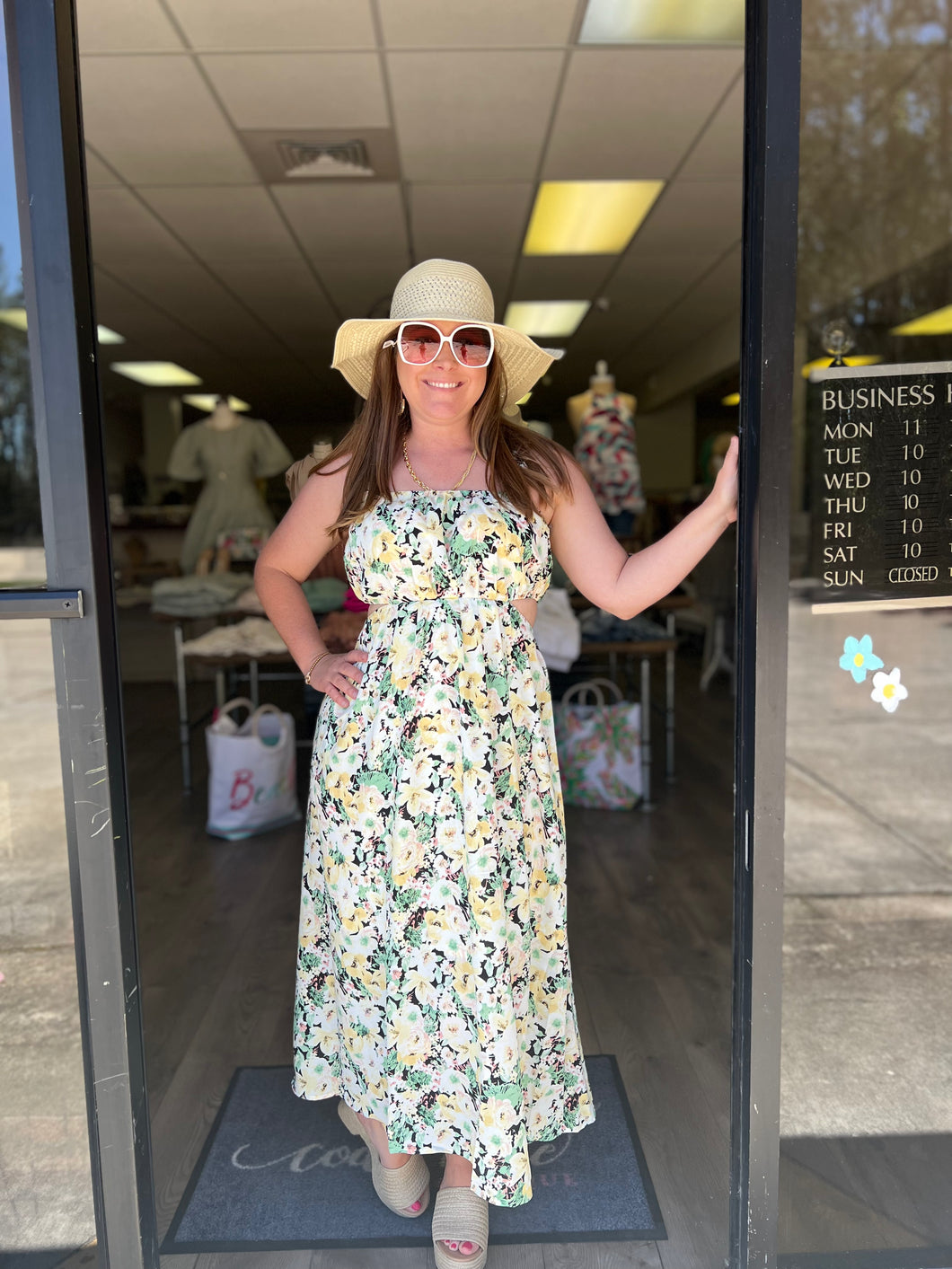 D18415 Open Side Floral Dress