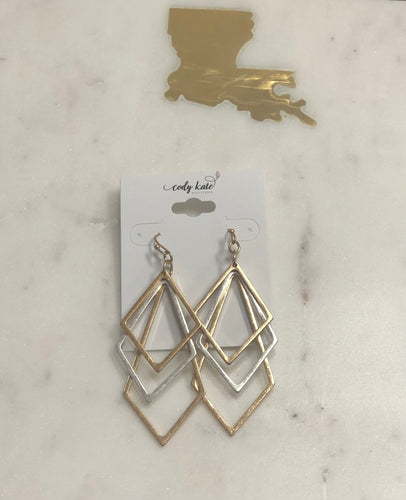 #105 Warm Gold and Silver Geo Earrings