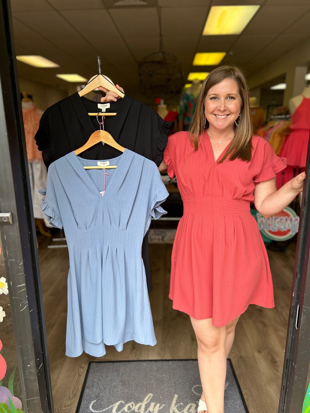 K6531 V-Neck Dress with Darts, Ruffle Sleeve and Smocking