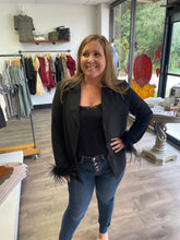 Load image into Gallery viewer, G9610 Solid Faux Feather Trim Blazer
