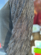 Load image into Gallery viewer, IT367 Foil tinsel Mutton Sleeves Ribbed Top