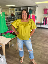 Load image into Gallery viewer, T18761 Satin square neck bubble sleeve top