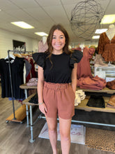 Load image into Gallery viewer, P19092 High waisted shorts featuring belt at waist.