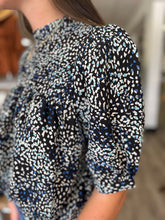 Load image into Gallery viewer, T18873 Print mock neck 3/4 sleeve top featuring pintuck detailing at front