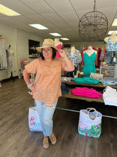 Load image into Gallery viewer, Spotted Print Keyhole Bubble sleeve top G8536