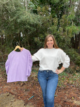 Load image into Gallery viewer, T10417 CREPE KNIT RUCHING DETAIL SHORT SLEEVE KNIT TOP