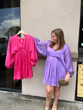 Load image into Gallery viewer, B8416-1 Solid Shine V Neck Dolman Dress