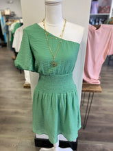 Load image into Gallery viewer, D18496 Green one shoulder dress