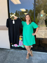 Load image into Gallery viewer, D1828 V-NECK PUFF SLEEVE MINI DRESS