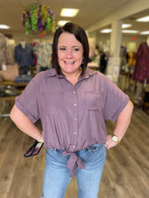 Load image into Gallery viewer, Button Up Tie Front Top #QW