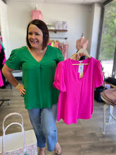 Load image into Gallery viewer, Pleated Puff Sleeve Airflow Top G5582