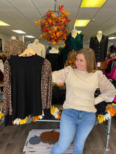 Load image into Gallery viewer, G20447 Solid Leopard Balloon sleeve top