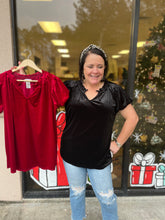 Load image into Gallery viewer, T12604 Velvet Puff Sleeve Top