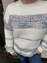 Load image into Gallery viewer, VT51540 TWEED COLOR BLOCK SWEATER TOP