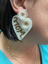 Load image into Gallery viewer, MOM beaded heart earrings