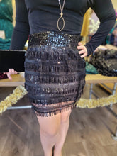 Load image into Gallery viewer, R10067 Sequin/Fringe detailed mini skirt