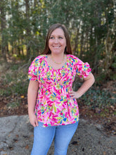 Load image into Gallery viewer, B8684 Hot Pink Smocked Top