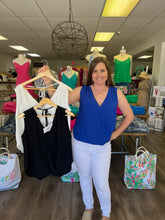 Load image into Gallery viewer, Sleeveless Surplice Woven top with back tie SY1195