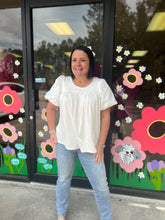 Load image into Gallery viewer, K6870 Short Puff Sleeve Pleated Detail Top