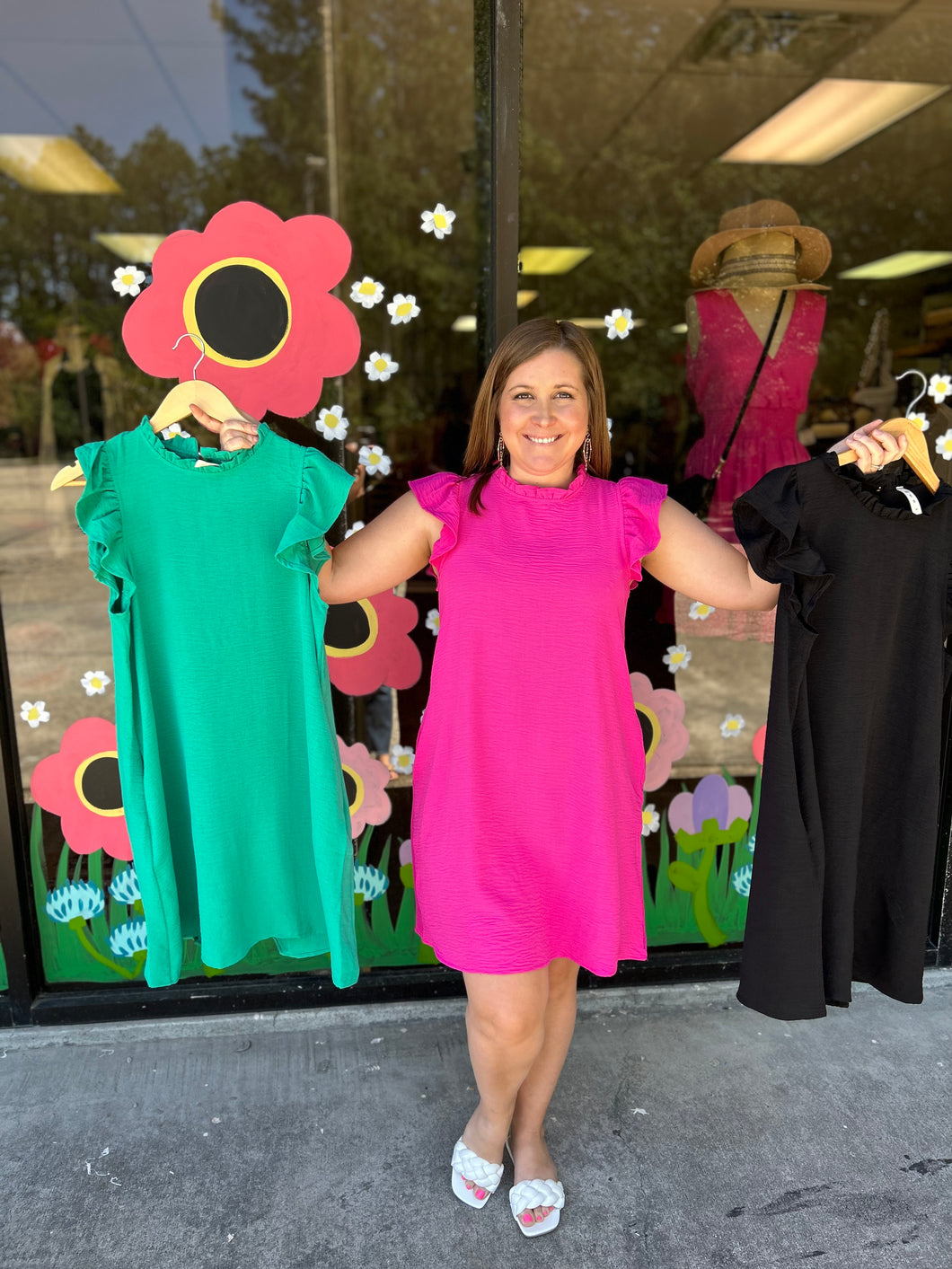 D1889 Airflow Ruffle Sleeve Mini Dress